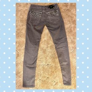 Women’s Grey Blingy Miss Me Skinny Jeans Size 28